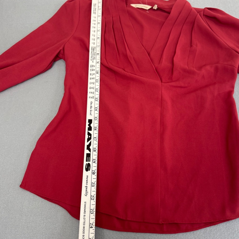 Soft Surroundings Blouse Women PXS Pleated V-Neck Work Office Professional Red - Picture 7 of 9